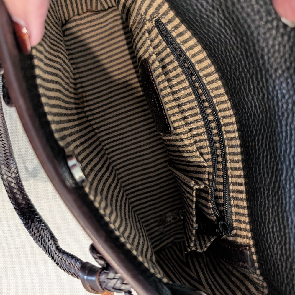 Brighton VINTAGE Pandora Croc Leather Brown Crocodile-Embossed Women's Bag - Picture 4 of 6